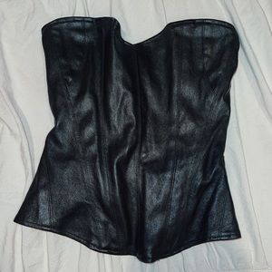 black leather corset